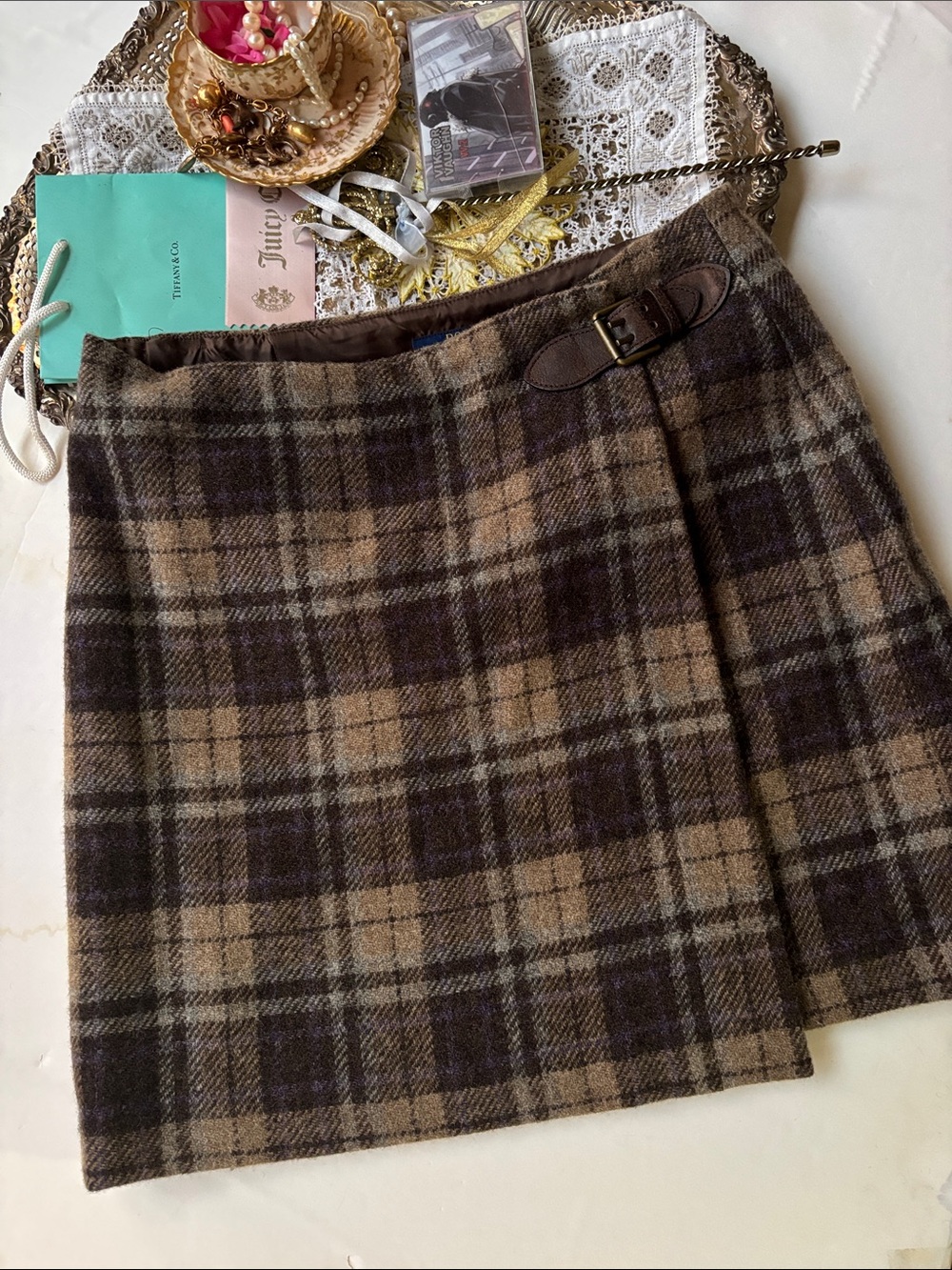 Polo Ralph Lauren Wool Plaid Academic School Girl Kilt Mini Skirt 6 Pleated Cute